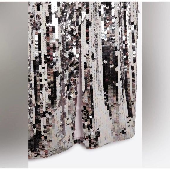 STRAPPY SEQUIN DRESS SILVER Silver Size Medium 9373/567 027/192 - Picture 10 of 13